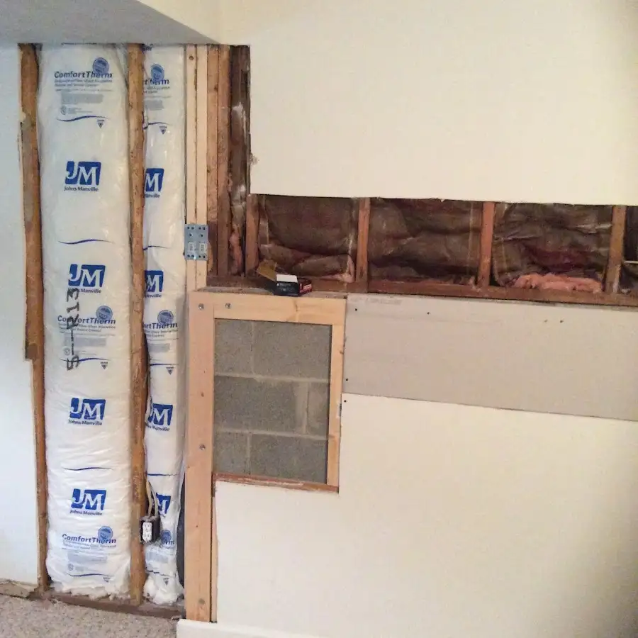 Wall insulation replacement during Basement Flood Cleanup in Dracut